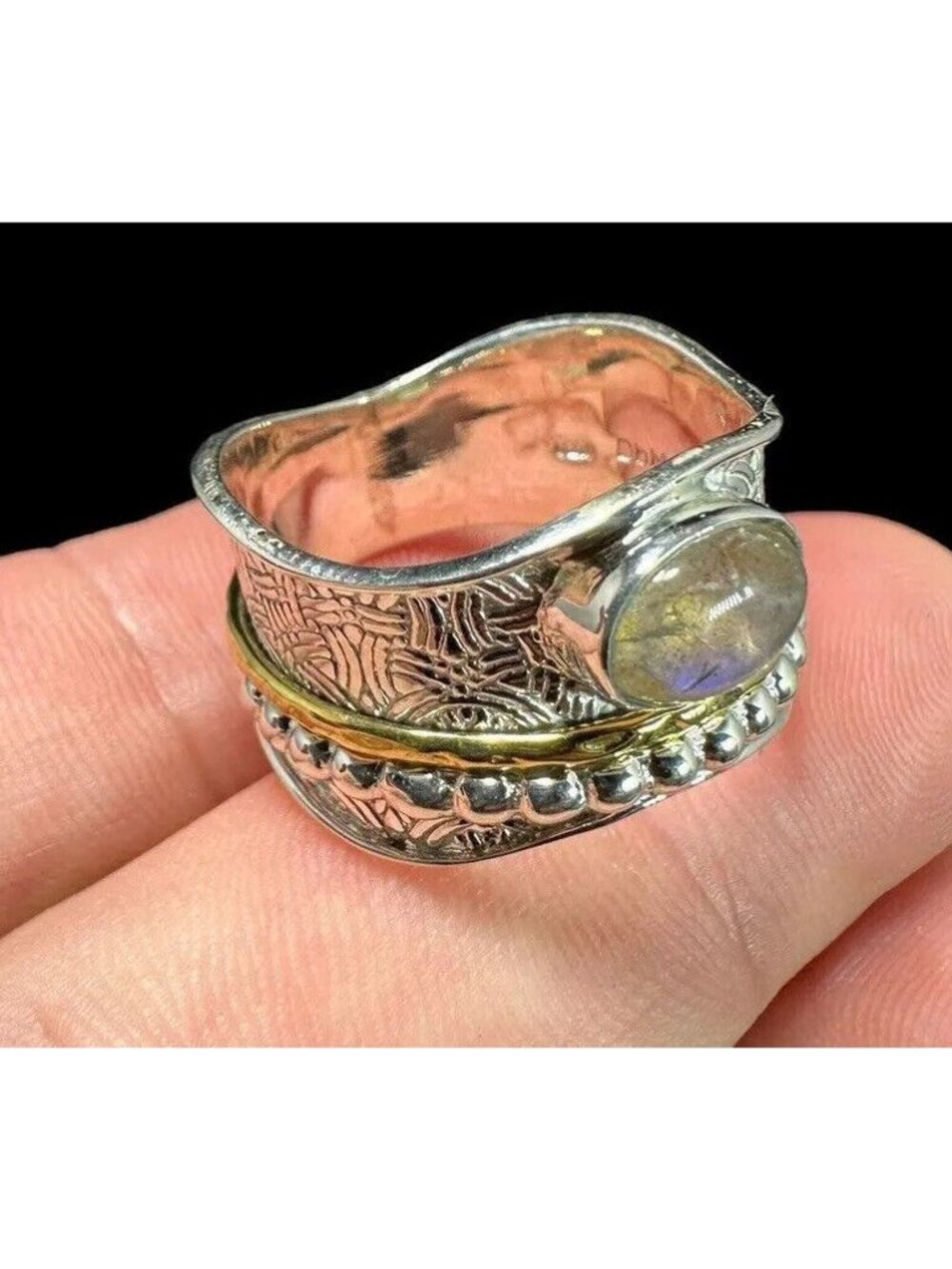 Ring DBM Kensington Moonstone Spinner Sterling Silver Size 10 Band Vintage